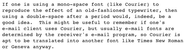 spacing in courier